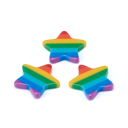 Honeyhandy Plastic Stripe Pendants, Rainbow Star Charms, Colorful, 26x26x4mm, Hole: 1.5mm