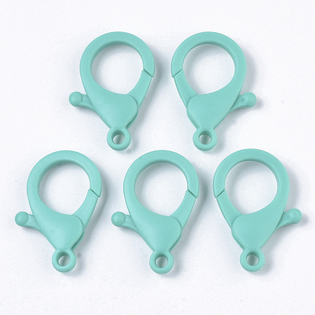 Honeyhandy Plastic Lobster Claw Clasps, Dark Turquoise, 35x24.5x6mm, Hole: 3mm