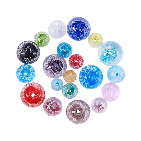 NBEADS 200Pcs Mixed Color Luminous Glass Charms, Handmade Faceted Lampwork Beads Round Charms Beads fit Bracelets Necklace Jewelry Making