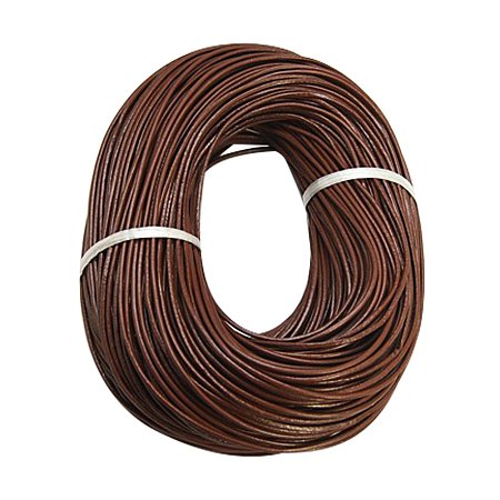 NBEADS 100m Cowhide Leather Cord, Leather Jewelry Cord, Jewelry DIY Making Material, Round, SaddleBrown, 2mm