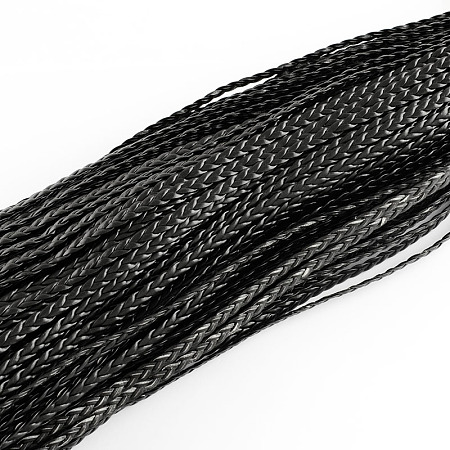 Honeyhandy Braided Imitation Leather Cords, Herringbone Bracelet Findings, Black, 5x2mm, about 109.36 yards(100m)/bundle