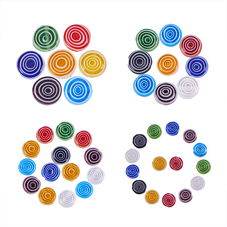 PandaHall Elite About 200 Pcs Millefiori Lampwork Glass Beads Circle Flat Round Spacer Bead Diameter 6mm 8mm 10mm 12mm for Jewelry Making Mixed Colors