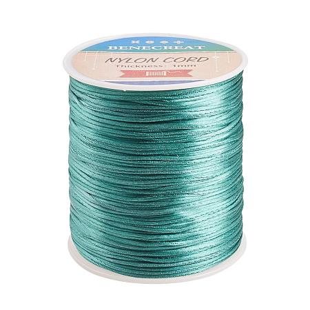 BENECREAT 1mm 200M (218 Yards) Nylon Satin Thread Rattail Trim Cord for Beading, Chinese Knot Macrame, Jewelry Making and Sewing - CadetBlue