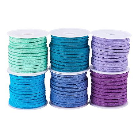 ARRICRAFT 5yards/roll 3x1.5mm Leather Lace Beading Thread Faux Suede Cord String Strap Double Sided with Spool 6 Colors
