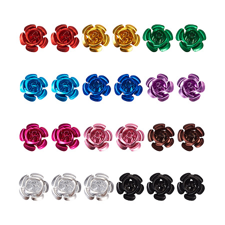 Fashewelry 330Pcs 11 Colors Aluminum Cabochons, Nail Art Decoration Accessories, for DIY Mobile Phone Decoration Accessories, Flower, Mixed Color, 15x15mm, 30pcs/color