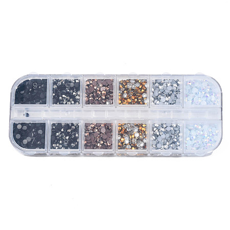 Honeyhandy Pointed Back Resin Rhinestone Cabochons, Nail Art Decoration Accessories, Diamond, Silver, 3x1mm, 6 colors, 500pcs/color, 3000pcs/box