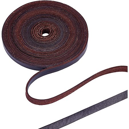GORGECRAFT 197 Inch 10mm Dark Brown Leather Strap Belt Blank Strips Full Grain Faux Flat Genuine Leather Cord for Jewelry Making DIY Craft Projects Belts Keychains Pet Collars Leather Watch