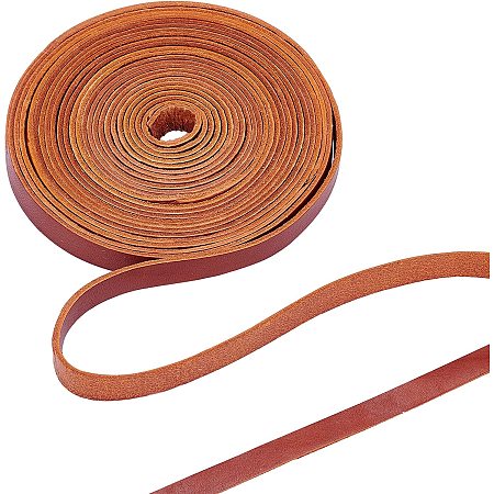 GORGECRAFT 197 Inch 10mm Brown Leather Strap Belt Blank Strips Full Grain Faux Flat Genuine Leather Cord for Jewelry Making DIY Craft Projects Belts Keychains Pet Collars Leather Watch
