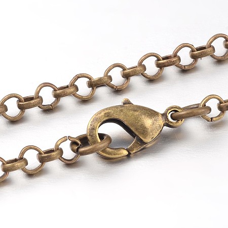 Honeyhandy Iron Cross Chain Rolo Chain Necklace Making, Antique Bronze, 17.99 inch