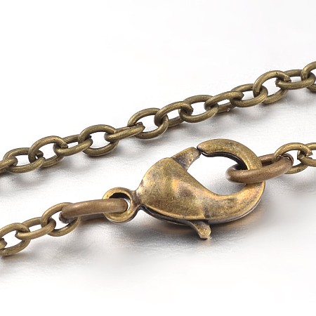 Honeyhandy Iron Cable Chain Necklace Making, with Lobster Claw Clasps, Antique Bronze, 17.9 inch