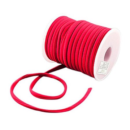 ARRICRAFT 20m Elastic Spandex Nylon Thread Habotai Foulard Cord for Bracelet Necklace Making, 5x3mm, Red