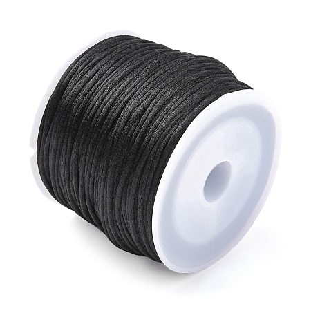 Honeyhandy 30M Nylon Rattail Satin Cord, Beading String, for Chinese Knotting, Jewelry Making, Black, 1mm, about 32.81 Yards(30m)/Roll