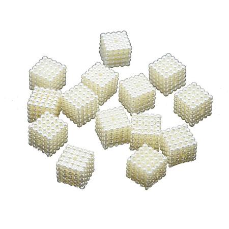 ARRICRAFT About 310pcs Cube Beige Color ABS Plastic Imitation Pearl Beads for Jewellery Making, Hole: 1mm