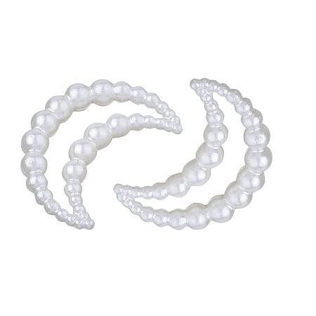 ARRICRAFT ABS Plastic Imitation Pearl Linking Rings, Moon, Ivory, 15x11x2.5mm