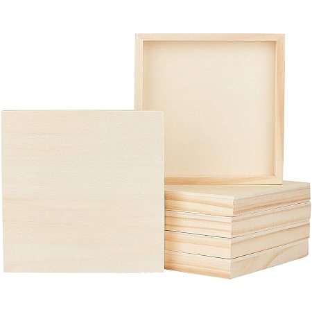GORGECRAFT 6pcs Unfinished Wood Paint Panel Boards Deep Cradle Painting Canvas Boards Artist for Painting Drawing DIY Crafts Projects Art Crafts Painting Clay Crafting 4.8 x 4.8inch