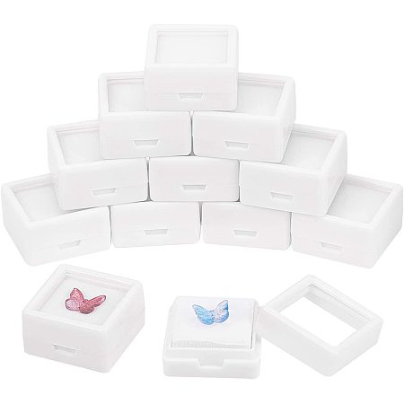 BENECREAT 36PCS White Gemstone Display Box Mini Square Acrylic Jewelry Box Container(1.16x1.16x0.65