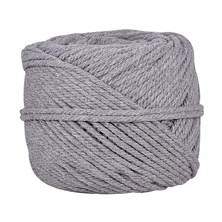 BENECREAT 4mm x 110 Yards(328 ft.) Macrame Cord Natural Cotton Rope 4-Strand Twisted Cotton Cord for Handmade Plant Hanger Wall Hanging Craft Making, Gray