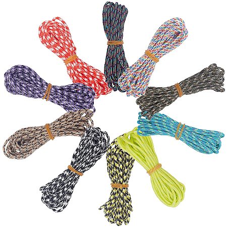 SUPERFINDINGS 10 Colors Total 10FT (3m) Camouflage Parachute Cords 0.1Inch Multifunction Polypropylene Cords for Bracelets, clotheslines,Lanyards Keychain