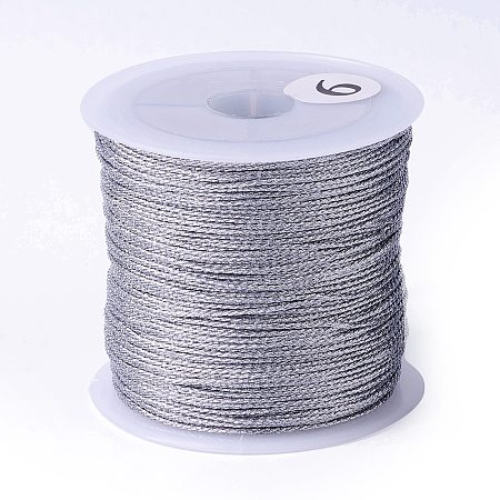 Honeyhandy 9-Ply Metallic Thread, Embroidery Thread, for Jewelry Making, Round, Silver, 0.6mm, about 36.09 Yards(33m)/Roll