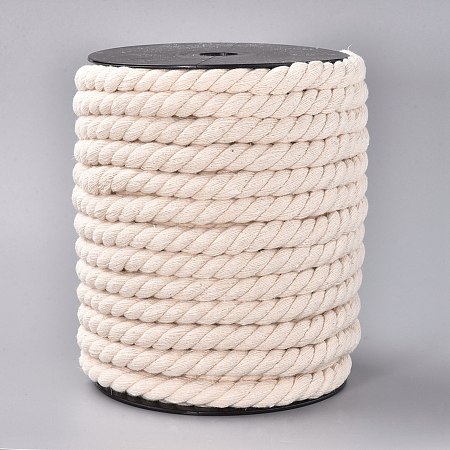 Honeyhandy 3-Ply Macrame Cotton Cord, Twisted Cotton Rope, for Wall Hanging, Plant Hangers, Crafts and Wedding Decorations, Antique White, 12mm, about 21.87~24.05 yards(20~22m)/roll
