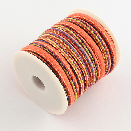 Ethnic Cord Cloth Cord, Colorful, 6~7mm; about 8m/roll