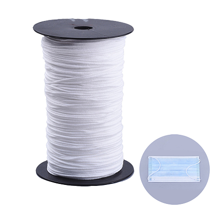 Arricraft Round Nylon Elastic Band for Mouth Cover Ear Loop, Mouth Cover Elastic Cord, DIY Disposable Mouth Cover Material, with Spool, White, 2mm; about 385m/500g(421yards/500g)(1263feet/500g), 2rolls/500g