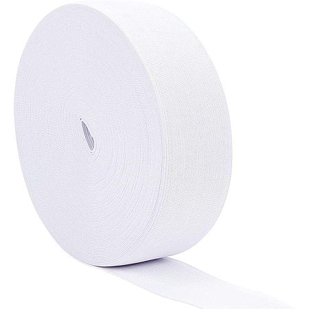 BENECREAT 2 Inch by 22 Yards Knit Elastic Band Flat Stretch Elastic Band for DIY Sewing Project Waist Band Making, White