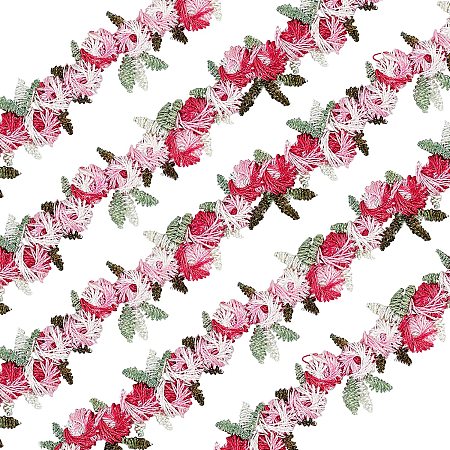 FINGERINSPIRE 10Yards Venise Rose Trim Polyester Floral Lace Trim Wedding Bridal Ribbon Appliques Sewing Craft Garment Accessories(3/4inch, Hot Pink/Pink)
