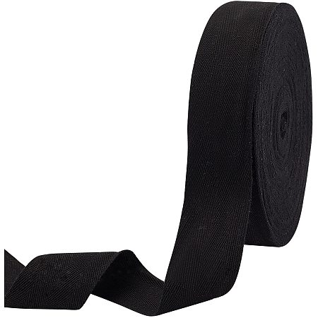 NBEADS 49 Yards(45m)/Roll Cotton Tape Ribbons, Herringbone Cotton Webbings, 50mm Wide Flat Cotton Herringbone Cords for Home Decor, Wrapping Gifts, Sewing DIY Crafts, Black