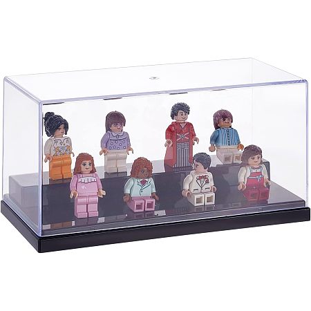 OLYCRAFT Clear Acrylic Display Case Box Dupstproof Protection Showcase with Black Base Countertop Box Cube Organizer Stand Riser Model Boxes for Action Figures 3.4x8x4 Inch
