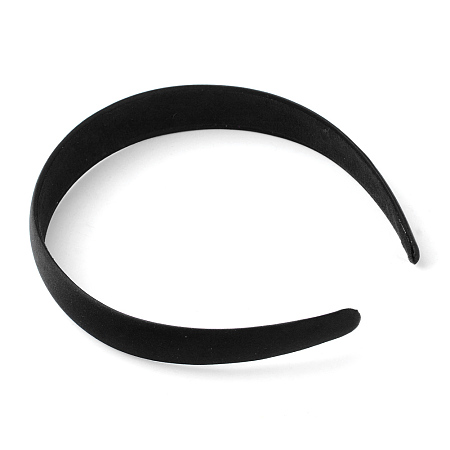 Honeyhandy Plastic Hair Bands, with Cloth Covered, Black, 24~24.5mm, Inner Diameter: 105~125mm