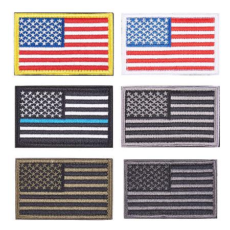PandaHall Elite 6 Sets 3”x2” American Flags Patch US Army Flag Fully Embroidered Military Uniform Magic Tape for Jacket, Hats, Backpacks