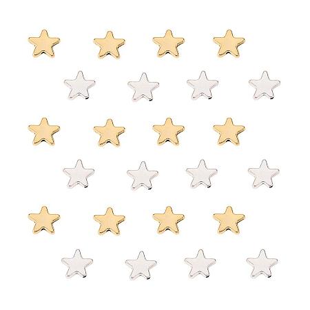 PandaHall Elite 120pcs Antique Golden & Antique Silver Tibetan Alloy Little Twinkle Star Spacer Beads Connector for Bracelet Necklace Jewelry Making