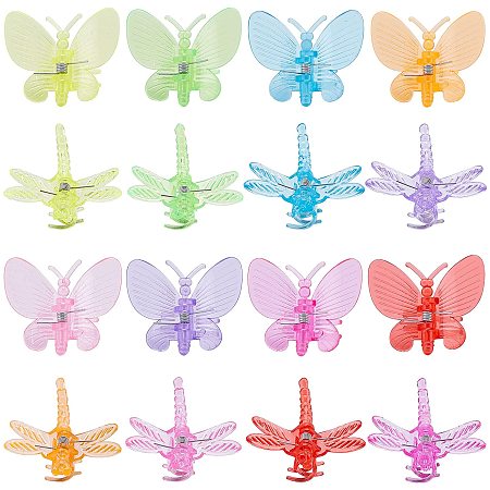 SUPERFINDINGS About 120Pcs 2 Style Colorful Acrylic Garden Plant Support Clips Butterfly Orchid Clips Dragonfly Orchid Clips for Plant Vines Garden Support