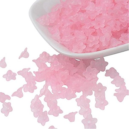 ARRICRAFT 500g (About 5000 pcs) Flower Frosted Transparent Acrylic Beads 10x5mm, Pink