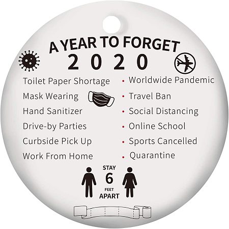 SUPERFINDINGS 2020 A Year to Forget Porcelain Ornament Quarantine Ornament Commemorate 2020 Ornament for Home Indoor Outdoor Decor, Double-Sided Printed, 3inch