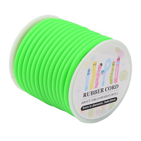 ARRICRAFT 1 Roll (about 10m) LimeGreen Silicone Hollow Cord Rubber Thread 5mm for Bracelet Necklace Making with 3mm Hole