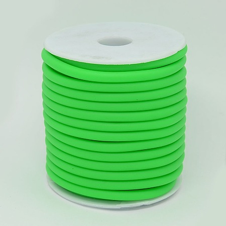 Honeyhandy Synthetic Rubber Cord, Hollow, with White Plastic Spool, Lime Green, 5mm, Hole: 3mm, about 10.93 yards(10m)/roll