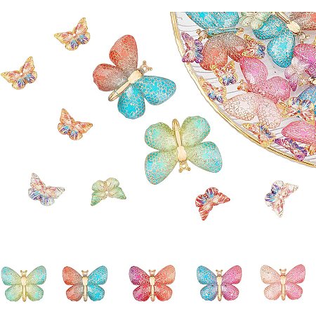 Arricraft 30 Pcs Acrylic Butterfly Charms, Opaque Colorful Butterfly Pendants, Butterfly Enamel Supplies for Craft Jewelry Making