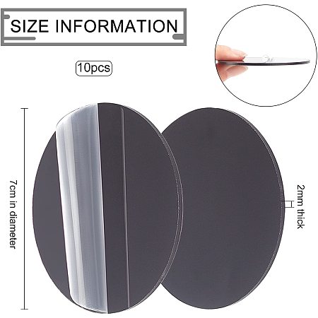BENECREAT 10 Packs 7mm Acrylic Sheet Black Round Panel 2mm Thick Acrylic Chassis Board for Toy Model Display, DIY Display Projects, Craft