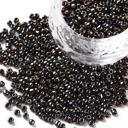 Honeyhandy 12/0 Glass Seed Beads, Iris Round, Colorful, 2mm, Hole: 1mm, about 30000pcs/pound