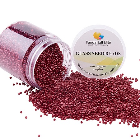 PandaHall Elite 11/0 Glass Seed Beads Red Opaque Colors Diameter 2mm Loose Beads for DIY Craft, about 6000pcs/box