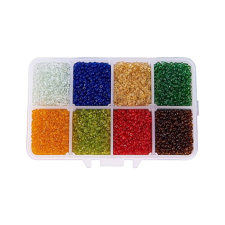 PandaHall Elite Mixed 12/0 Round Glass Seed Beads 2mm for Jewelry Making, Hole: 1mm; about 12500pcs/box