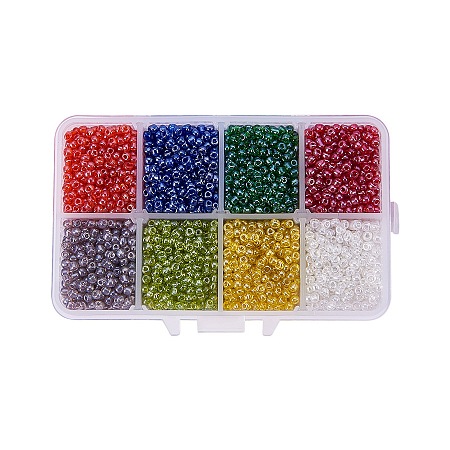 PandaHall Elite 8/0 Round Glass Seed Beads Diameter 3mm Multicolor Loose Beads for Jewelry Making, about 4200pcs/box
