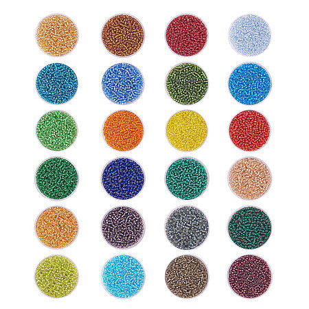 PandaHall Elite About 24000 Pcs of 1 Pack 24 Color 12/0 Round Glass Seed Beads Lined Pony Bead Tiny Spacer Beads Diameter 2mm with Container Box for Jewelry Making