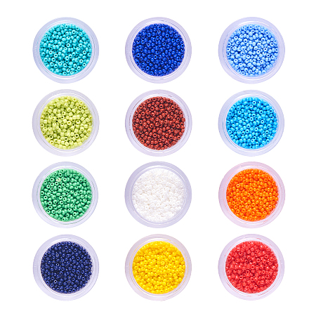 PandaHall Elite About 12720 Pcs 11/0 Glass Seed Beads 12 Colors Lined Pony Bead Tiny Spacer Czech Beads Diameter 2mm with Container Box for Jewelry Making
