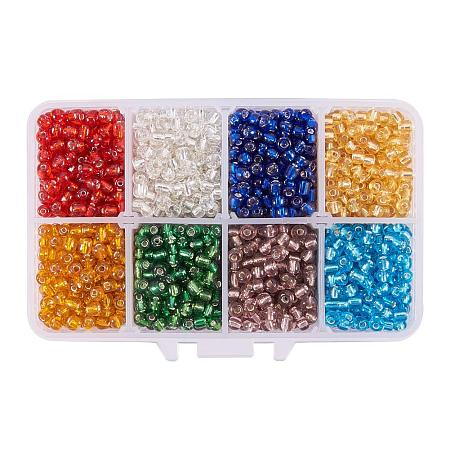ARRICRAFT 1 Box About 1600pcs 6/0 4mm Mixed Color Glass Seed Beads Silver Lined Round Hole Loose Spacer Beads