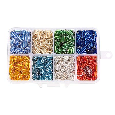 ARRICRAFT 1 Box Mixed Color 6mm Silver Lined Glass Bugle Beads Seed Beads for Jewelry Making