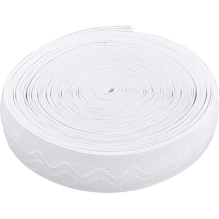 BENECREAT 10 Yards 1 Inch 25mm Wide Non-Slip Silicone Elastic Gripper Band for Garment Sewing Project, White