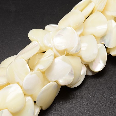 ARRICRAFT Natural Trochid Shell/Trochus Shell Beads Strands, Heart, Creamy White, 18~19x18~19x4~6mm, Hole: 1mm, about 21pcs/strand, 15.35 inches